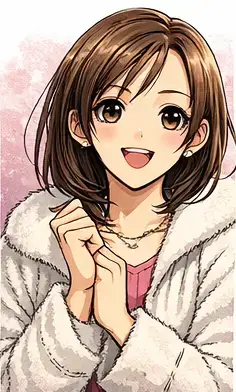 Nana Komatsu Hachi smiling in retro fashion